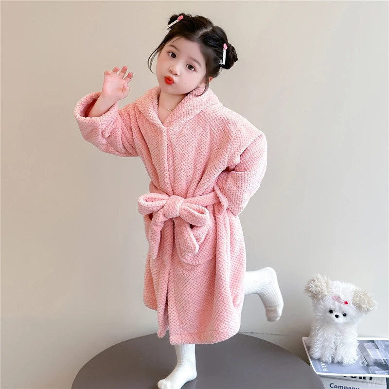 女童睡袍秋冬珊瑚绒儿童可穿浴巾浴袍宝宝斗篷速干吸水睡衣家居袍