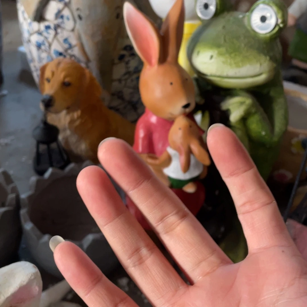 【闪购商品】树脂母子兔盆摆件