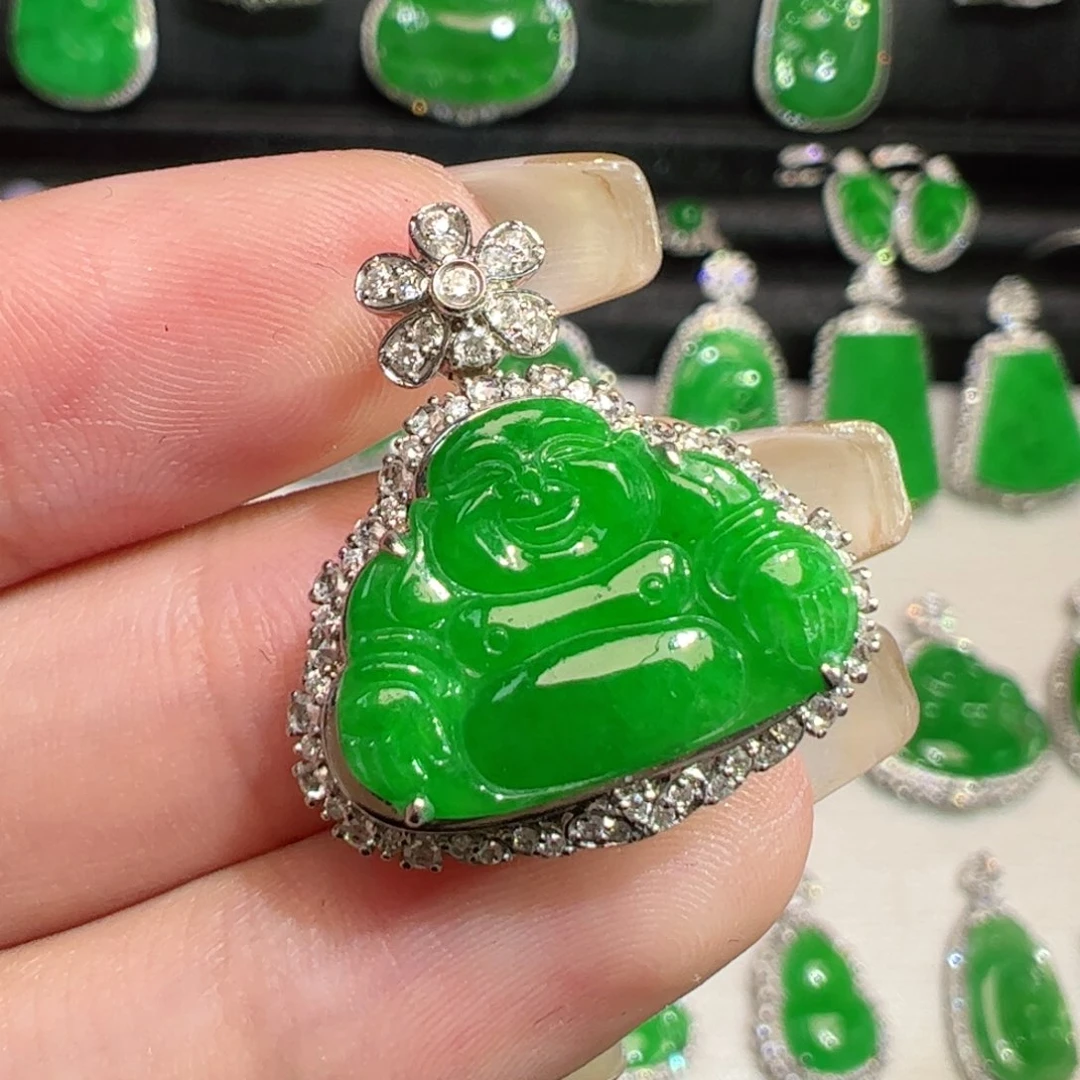 翡翠18K金镶嵌吊坠(不含链)