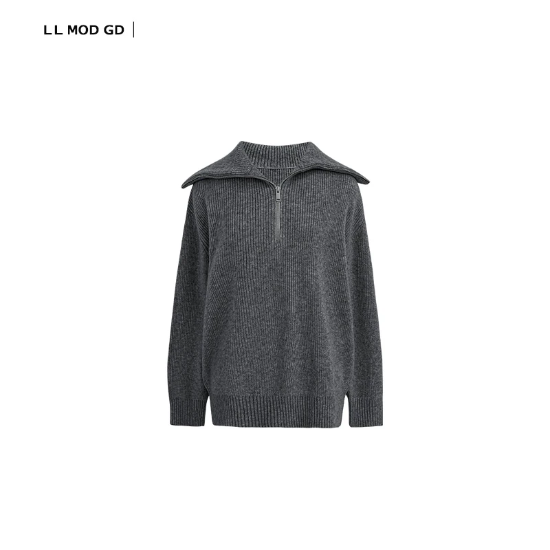 LL MOD GD |简约时尚高级拉链高领羊毛宽松针织毛衣YL-231926