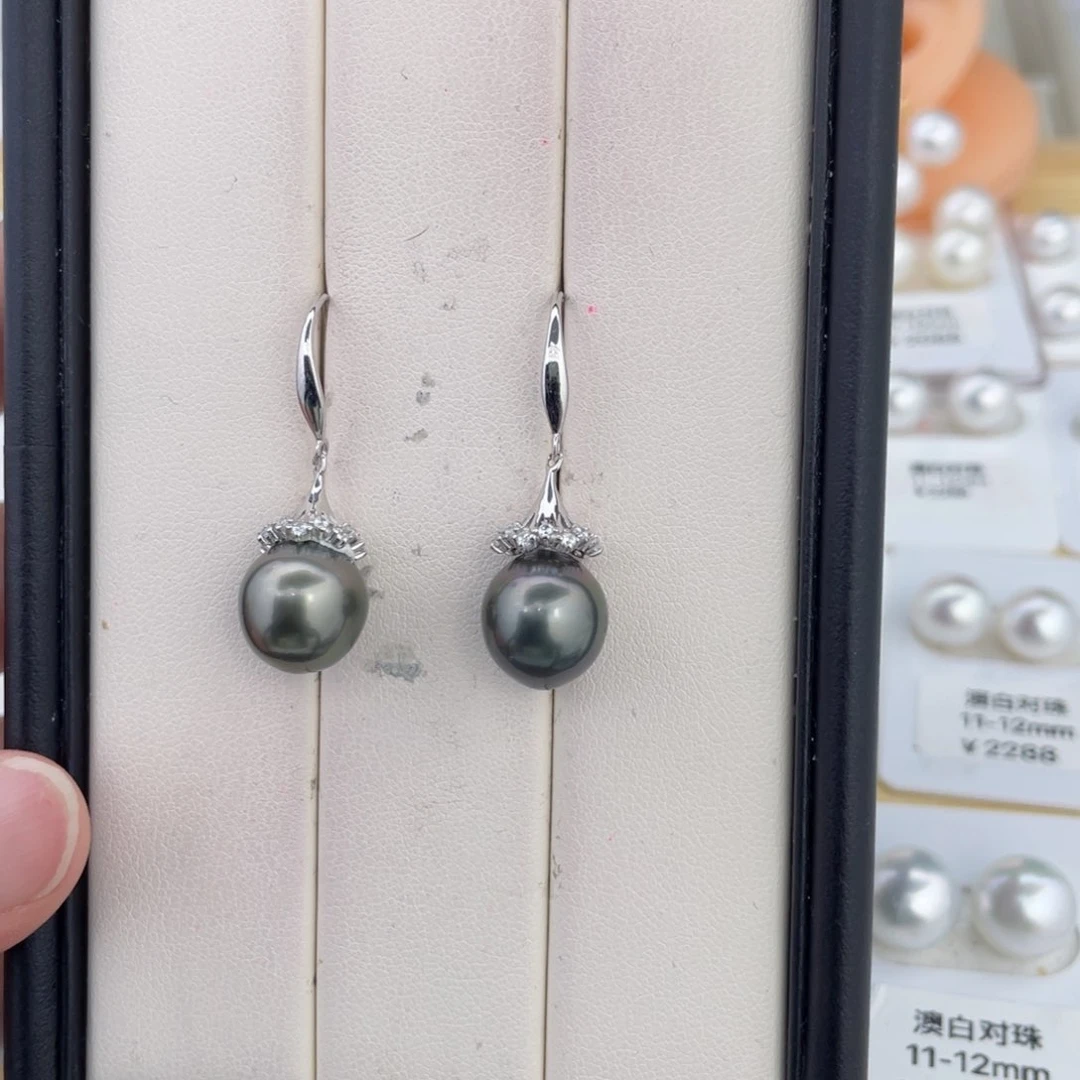 未镶嵌海水珍珠大溪地耳钩11-12m m