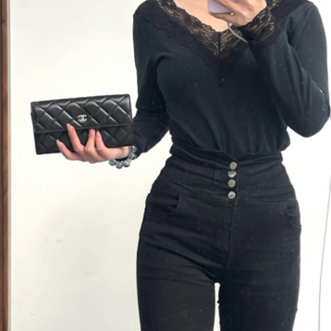 95新 Chanel/香奈儿 chanel黑色菱格纹长钱包