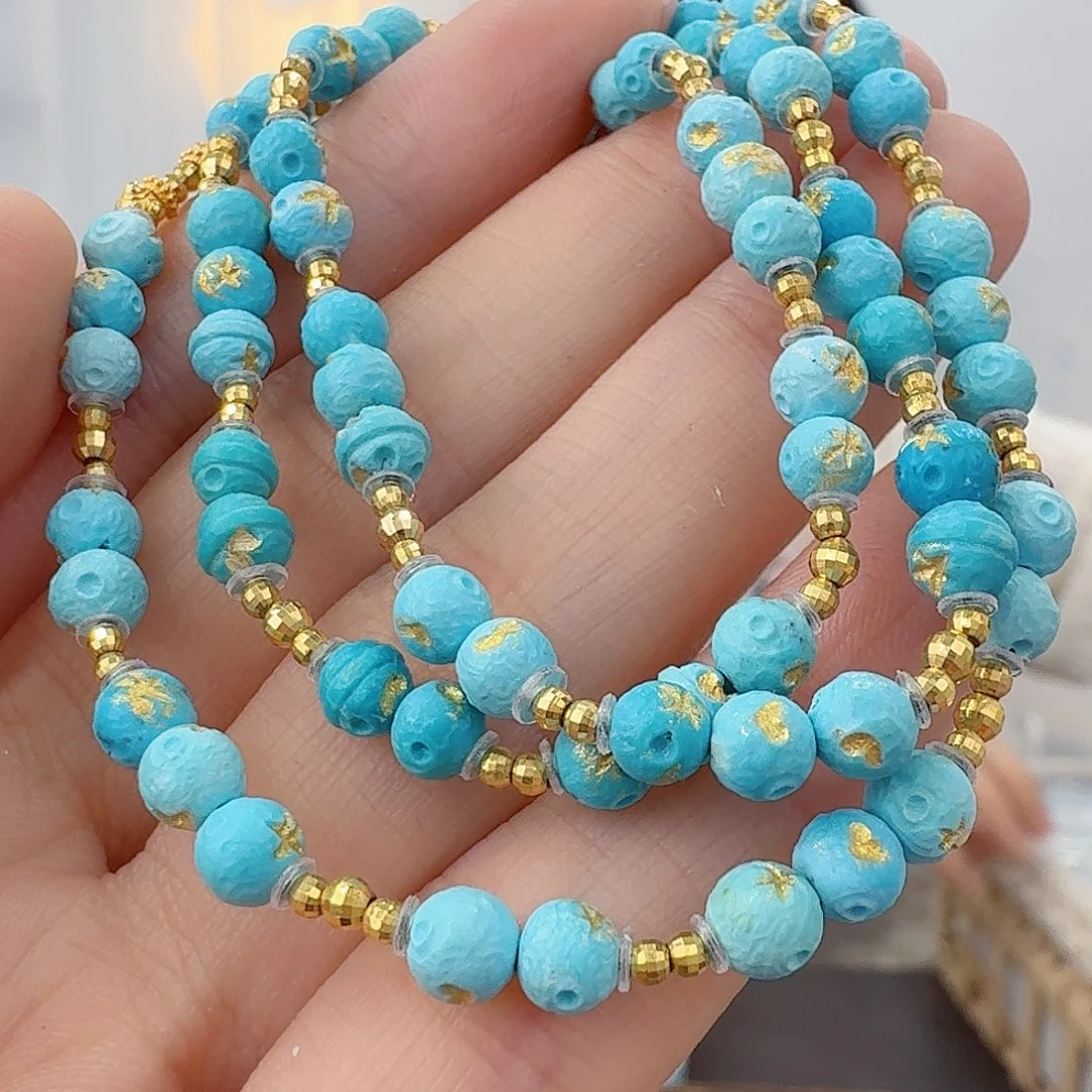 绿松石18K金镶嵌珠宝奇石