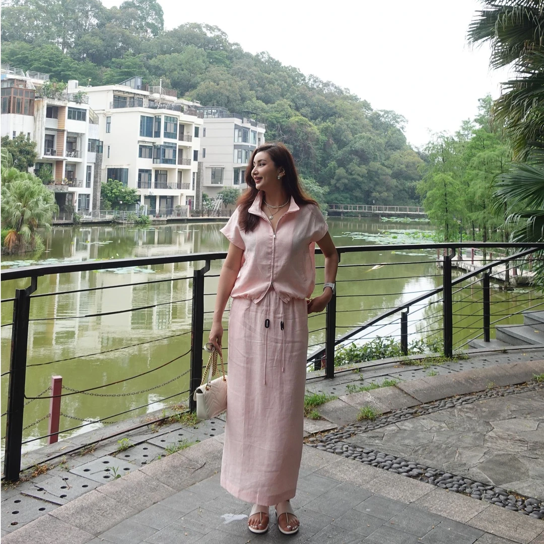 亚麻套装休闲时尚百搭夏季纯色韩版宽松气质短袖女士套装56989785