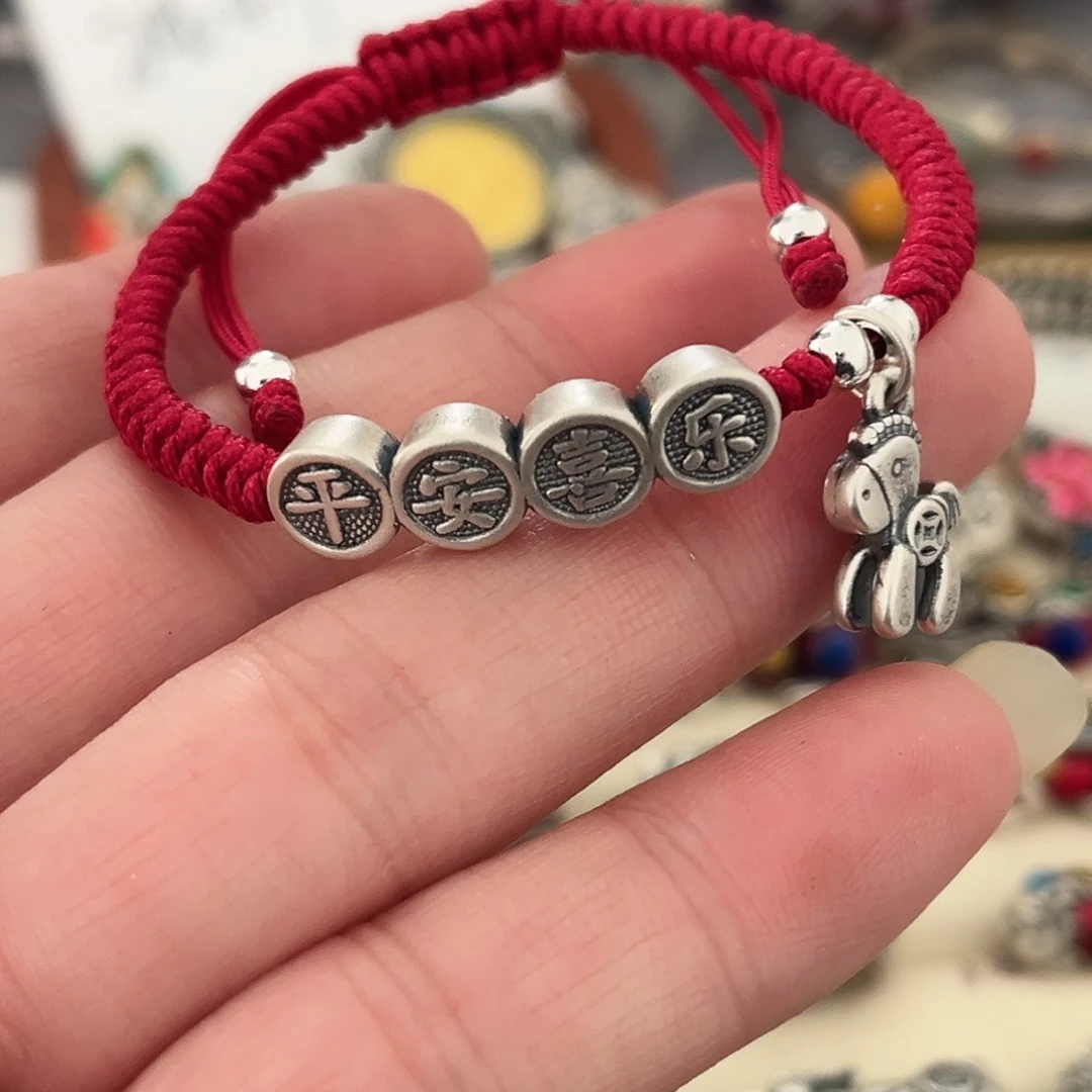 吊坠足银珐琅平安喜乐马