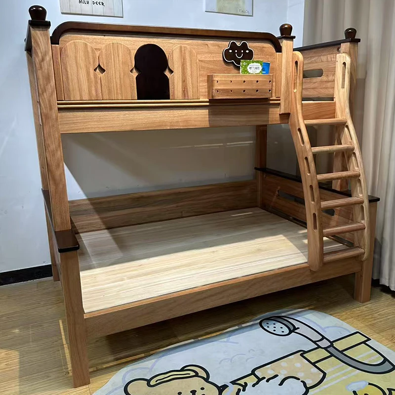 全实木红檀木上下床双层床子母床木蜡油儿童高低床两层床上下铺床
