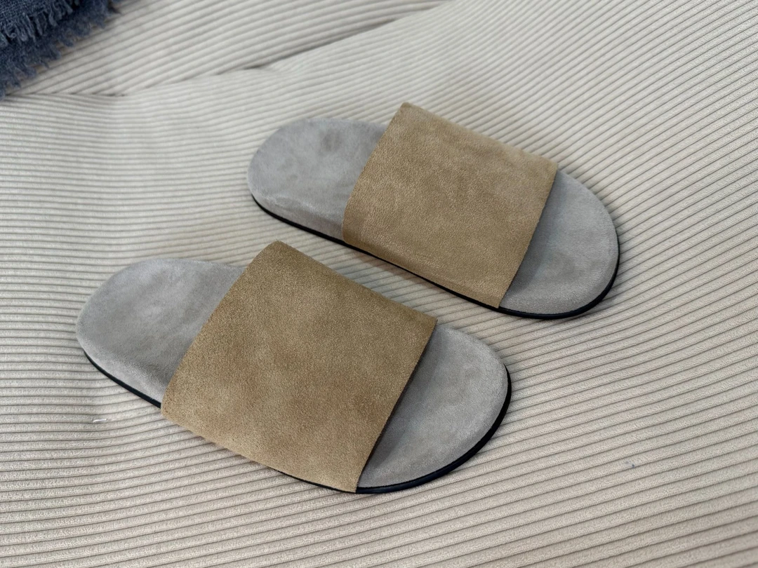 夏季新款反绒皮一字外穿拖鞋女真皮女懒人凉拖平跟厚底拖鞋 U213