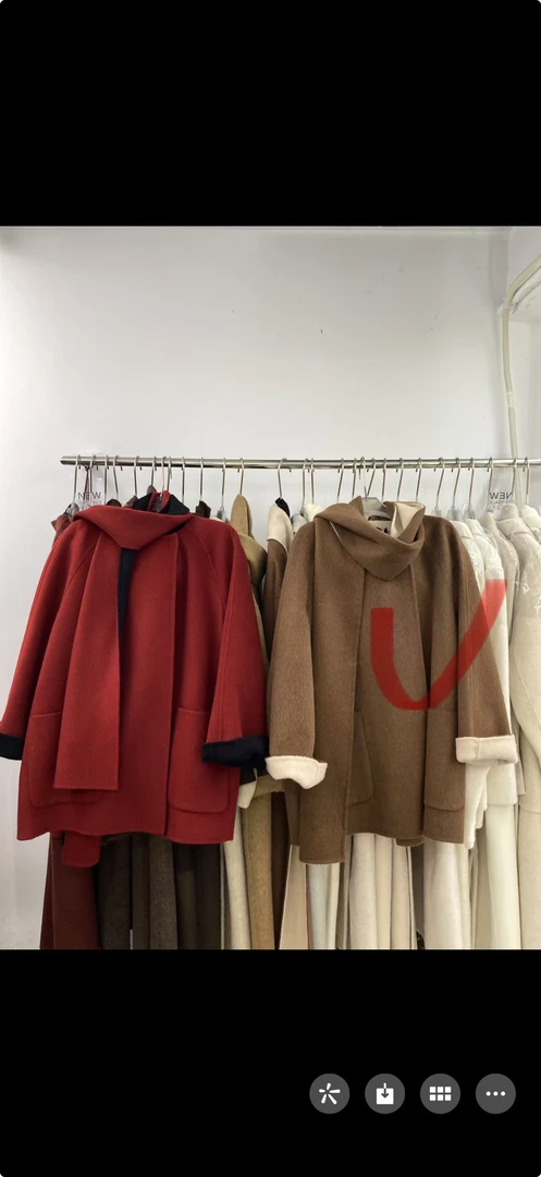 欧米大码双色双面羊绒外套