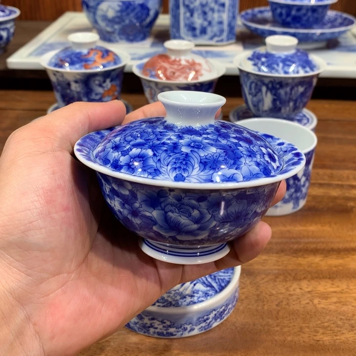 晓月柴窑 万花盖碗