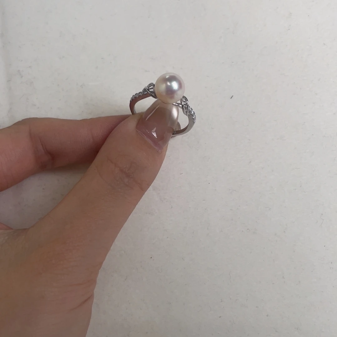 银S925镶嵌戒指海水珍珠