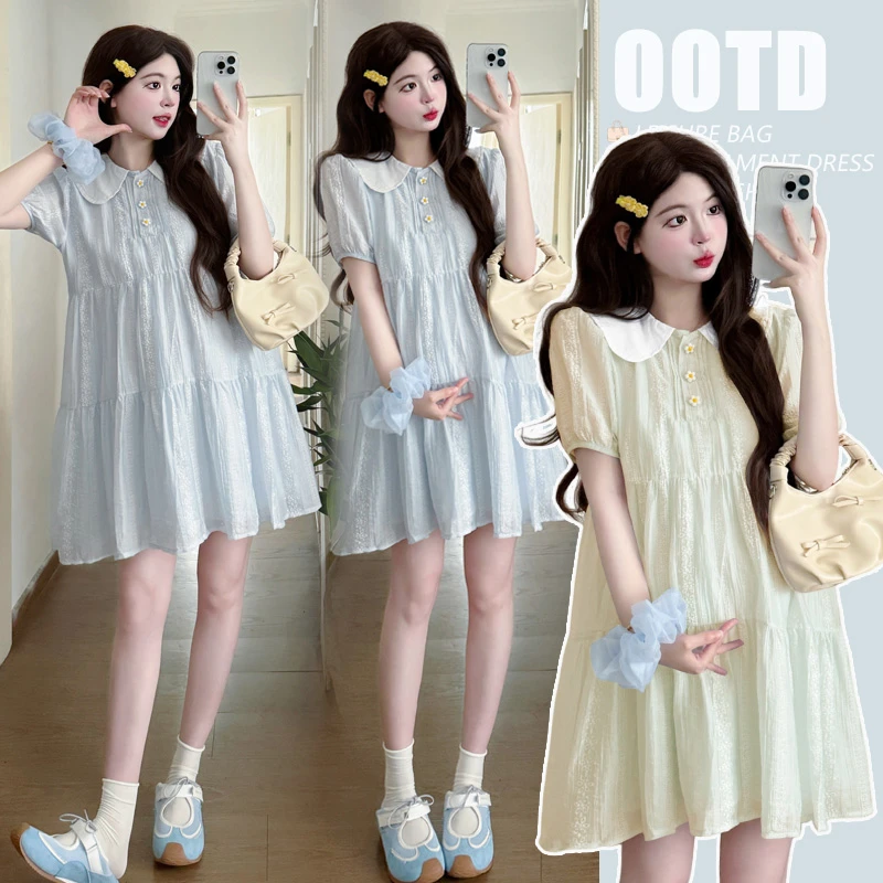 清新减龄孕妇装夏装新款爆款洋气法式时尚甜美宽松高级感连衣裙女