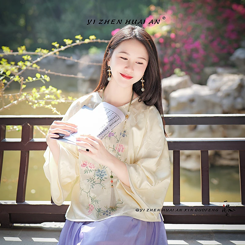 一枕槐安·【静姝】中国风立领复古中式刺绣日常圆领夏季宽松小衫