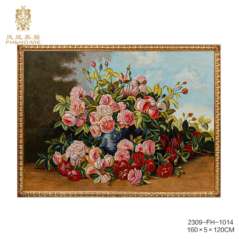 FH&HOME/凤凰美居轻奢欧式手工彩绘装花卉挂画工艺画