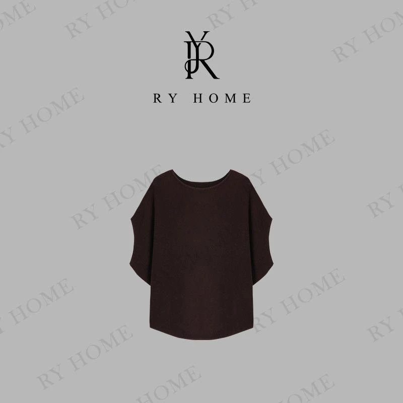 【容雨RYHOME】天丝醋酸羊毛混纺蝙蝠袖圆领毛衫253M3038