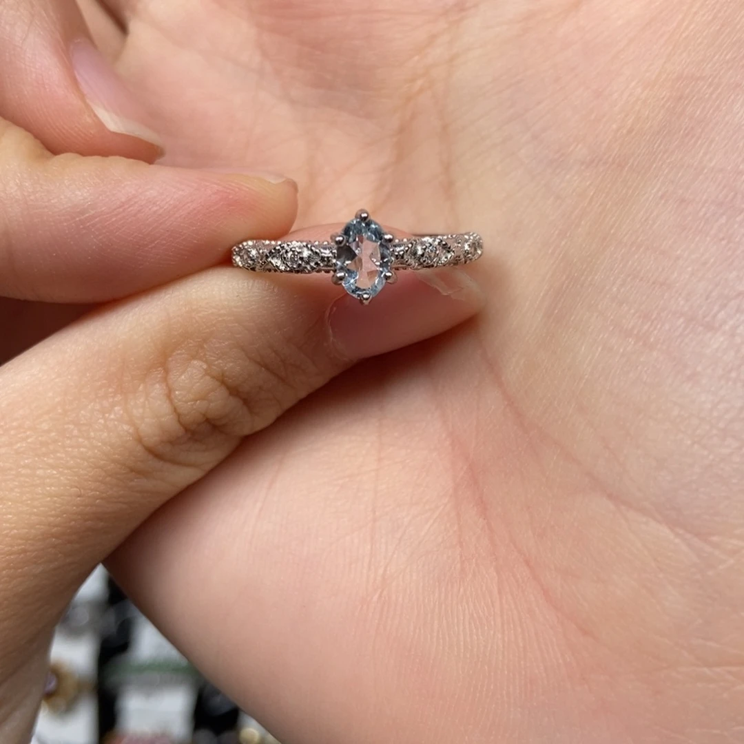 海蓝宝石戒圈银S925镶嵌