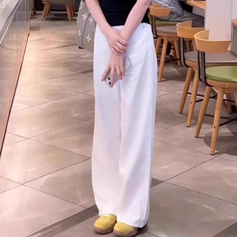 白色阔腿牛仔裤女夏天2025年新款夏薄款高腰显瘦休闲简约百搭长裤