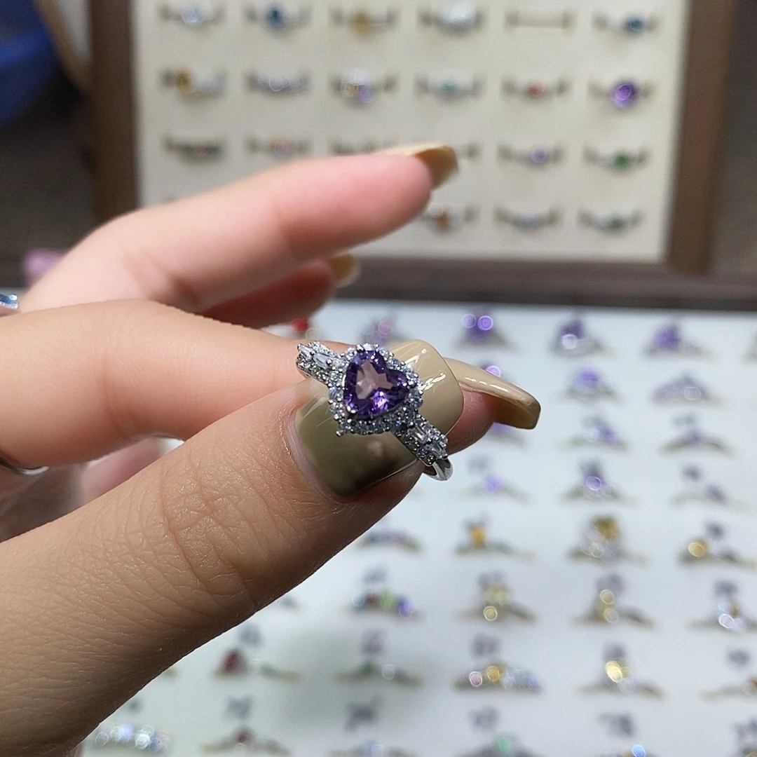 无***根水晶银S925镶嵌戒指