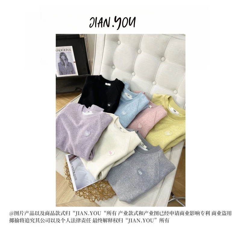 JIANYOU-「爱心卫衣」2025早春新款宽松休闲爱心袖设计卫衣HT-1821
