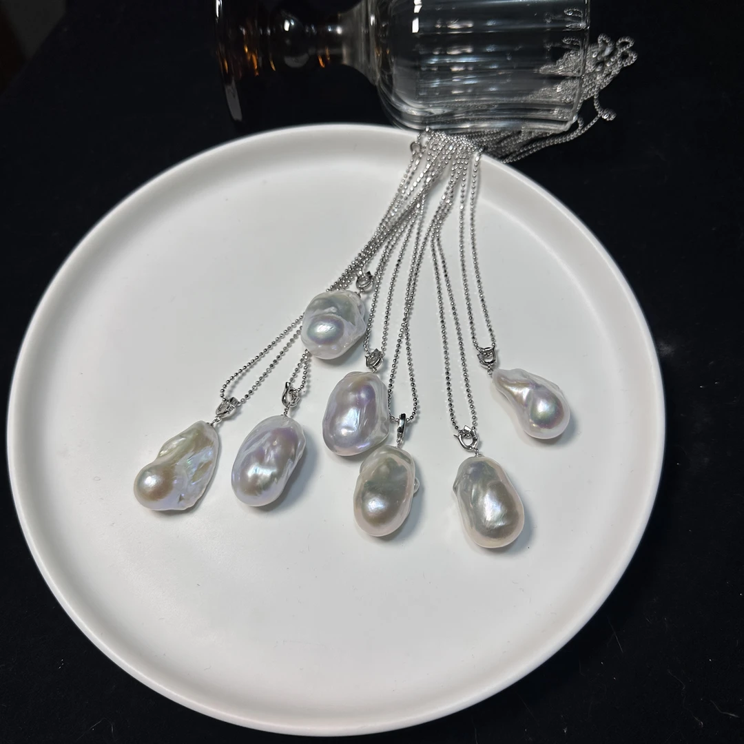 天然淡水巴洛克珍珠（买它）大巴蓝血万能扣吊坠赠银链-多样性发1