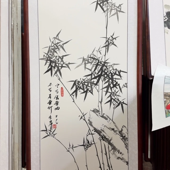 国画手绘带框尺寸63*123厘米