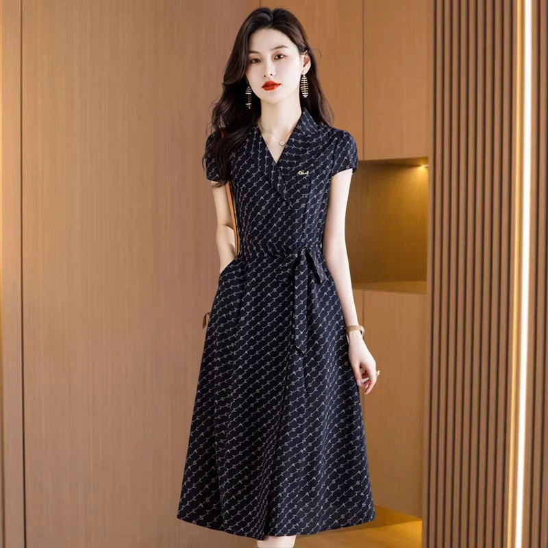 广州十三行爆款连衣裙女2025新款夏季轻奢高级感高端气质雪纺裙子