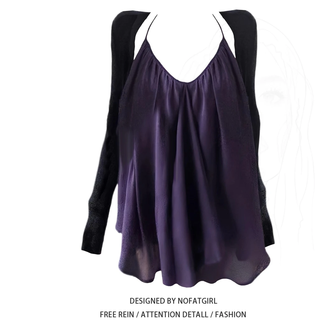 大码胖MM纯欲风V领吊带背心女夏2025新款高级感气质开衫上衣套装