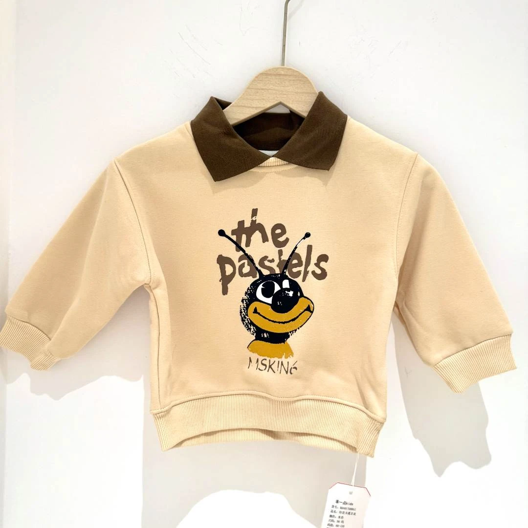 0951米色印花卡通卫衣男孩春秋加厚儿童圆领（gyd）