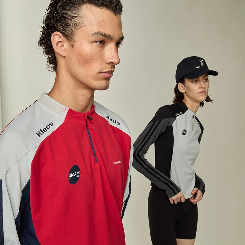 UMAMIISM【达人】有茂密声撞色防晒训练服弹力球衣长袖T恤