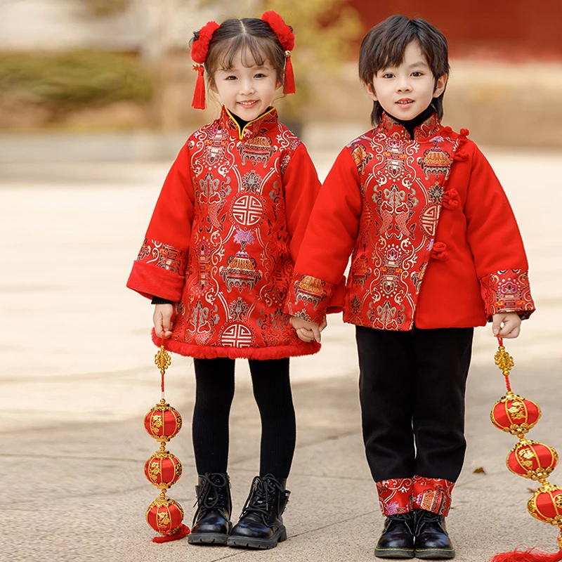男童拜年服2025新款儿童唐装冬季宝宝周岁套装中国风新年过年衣服