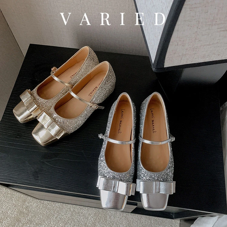 鞋舒适百搭鞋子女职业浅口单鞋2025年春季复古风内增高一字扣拼色