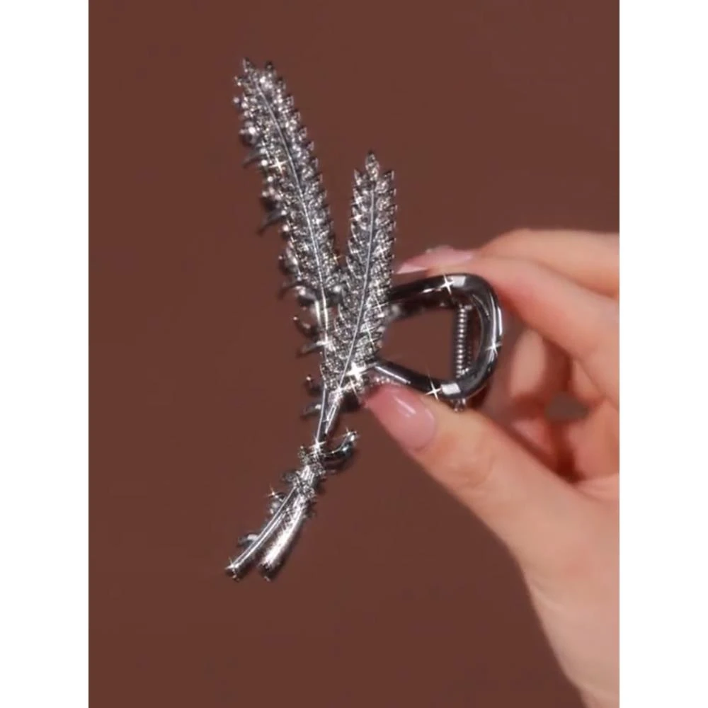 优雅高穗发夹女子后头闪光钻石夹头饰发夹2025新鲨鱼夹小麦耳夹