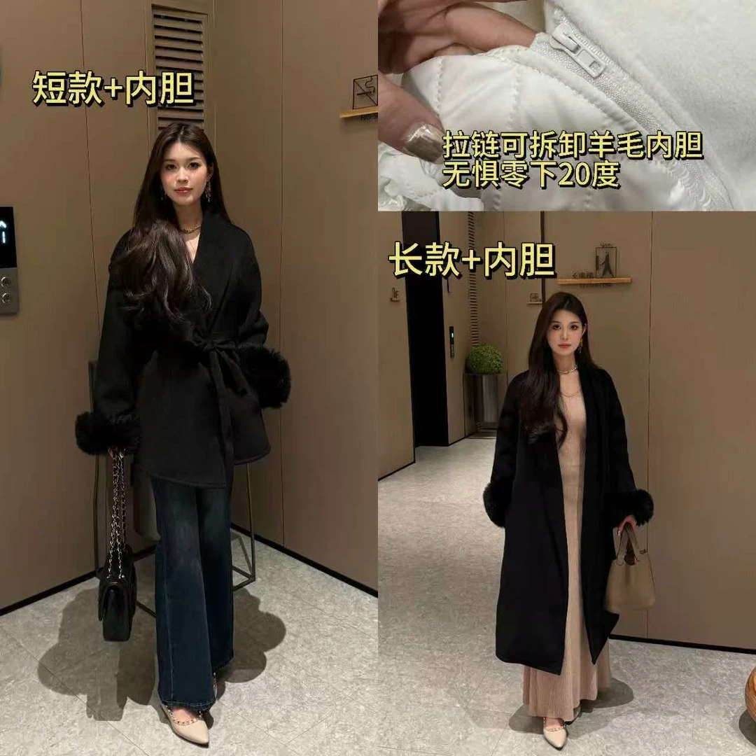 大衣女秋冬高级感加绒加厚百搭轻奢韩版毛呢大衣宽松时尚中长款