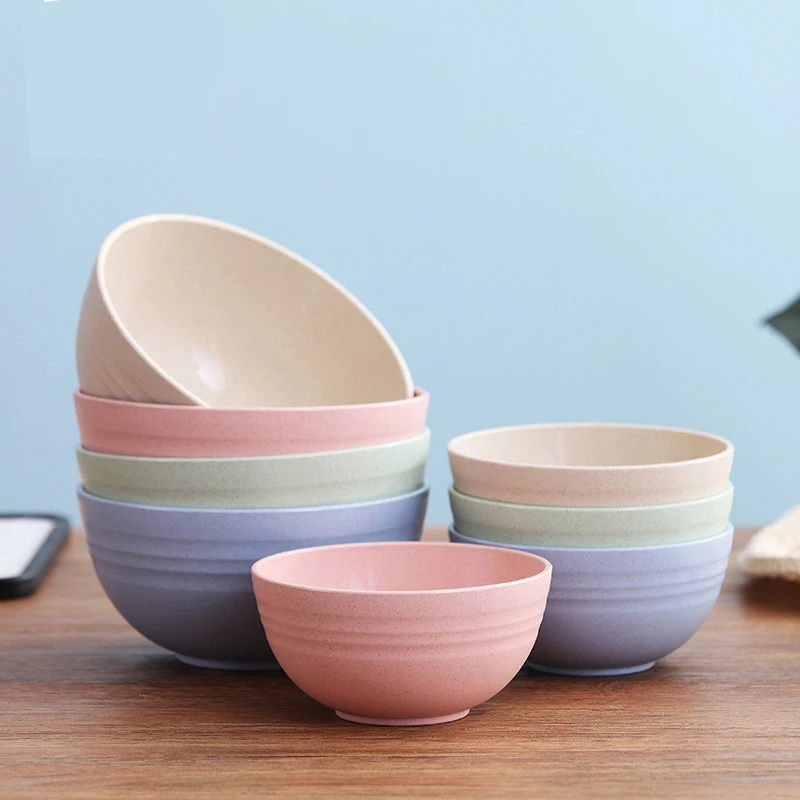 碗防摔家用小麦秸秆塑料碗创意个性可爱儿童饭碗甜品汤碗米饭碗