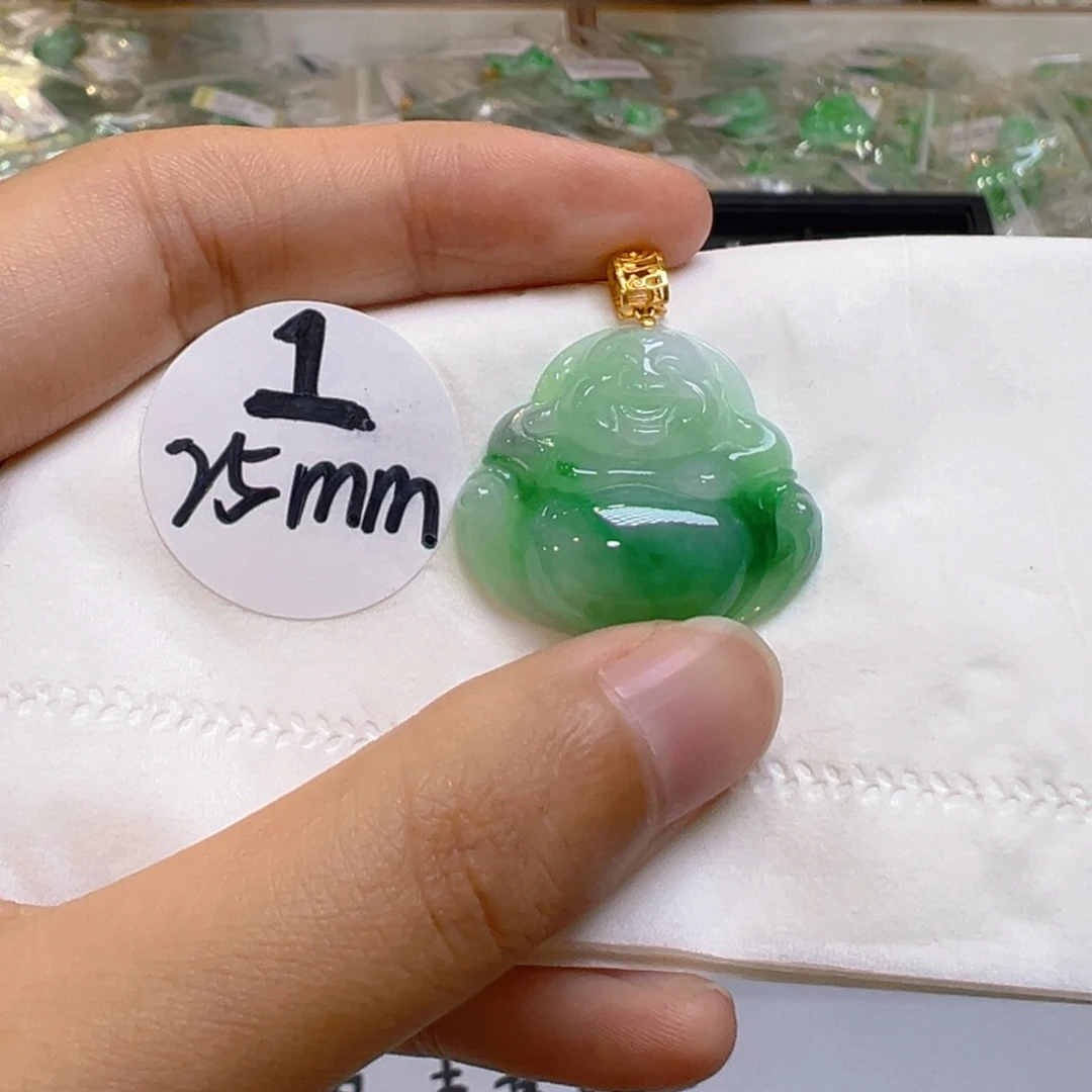吊坠(不含链)18K金镶嵌翡翠