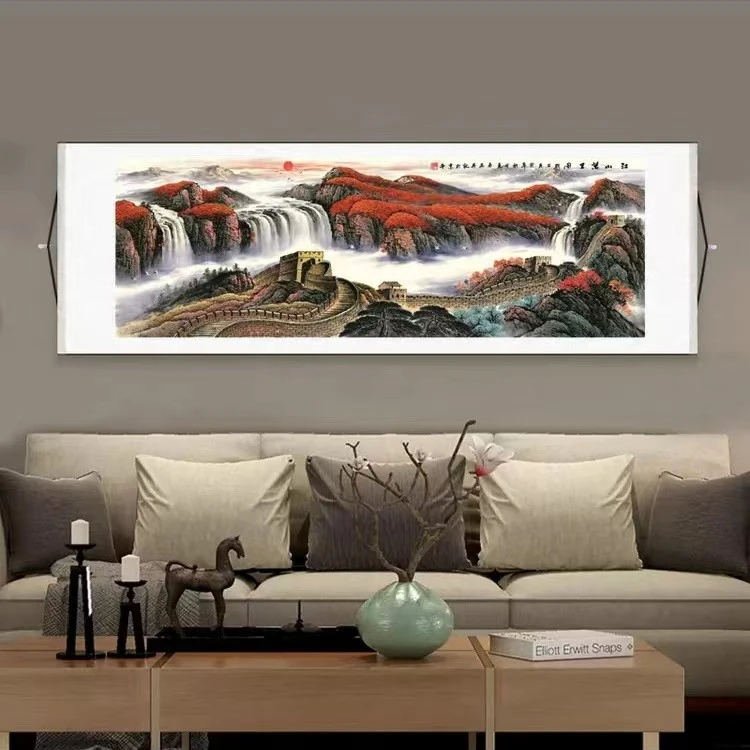 （江山万里图）客厅茶室办公室高精复原软装挂画手工装裱