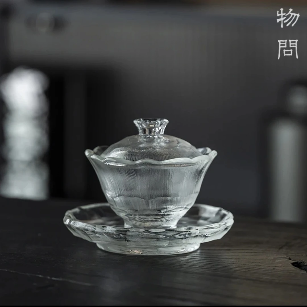 【物问】水晶花口三才盖 碗（口径8cm，高10cm 容量125ml）