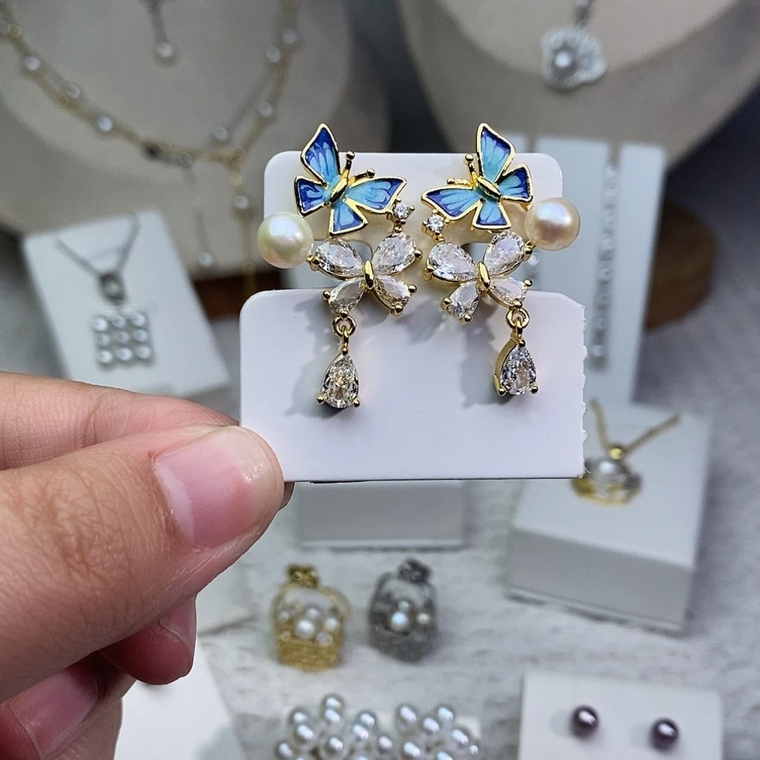 耳饰淡水珍珠银S925镶嵌