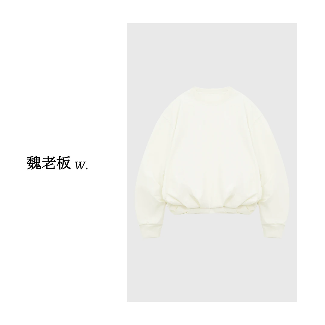 W.Diva【松弛海】纯色圆领长袖卫衣休闲纯欲慵懒风女装51T261294