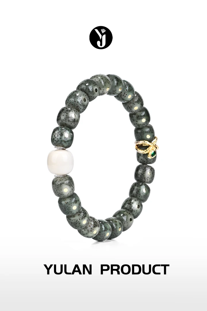 钰澜文玩【耀阳·蛇灵巨象】星月菩提-10*9冰透绿+蛇卡环·猛犸牙老型