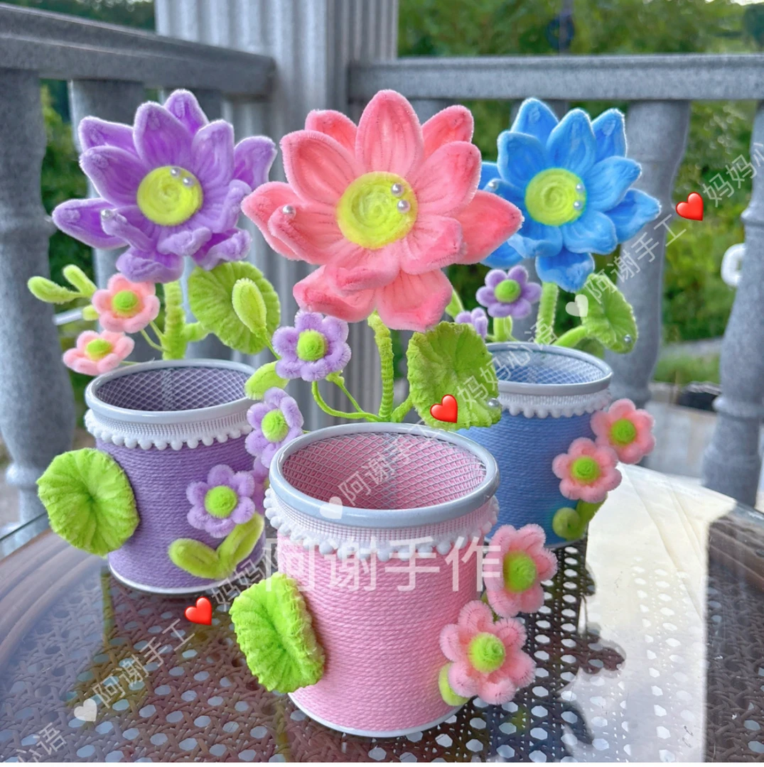 【卡片+礼袋】荷花笔筒扭扭棒送老师教师节礼物手工DIY材料包