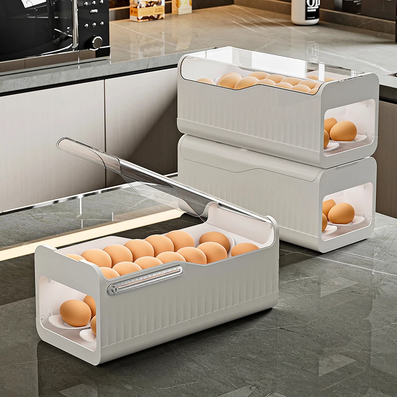 滚动鸡蛋收纳盒冰箱专用侧门放鸡蛋盒的整理神器装鸡蛋架托滚蛋盒