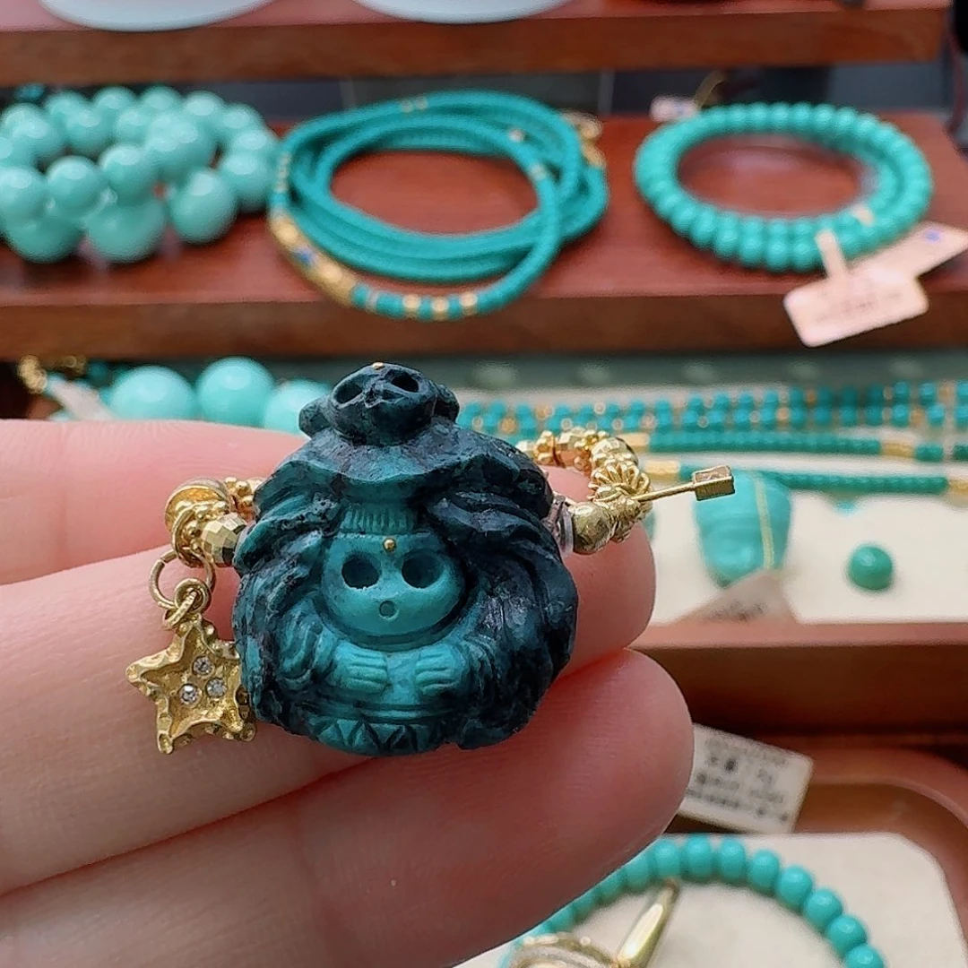 绿松石18K金镶嵌珠宝半成品