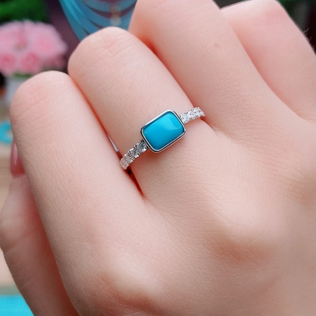 绿松石银S925镶嵌戒指