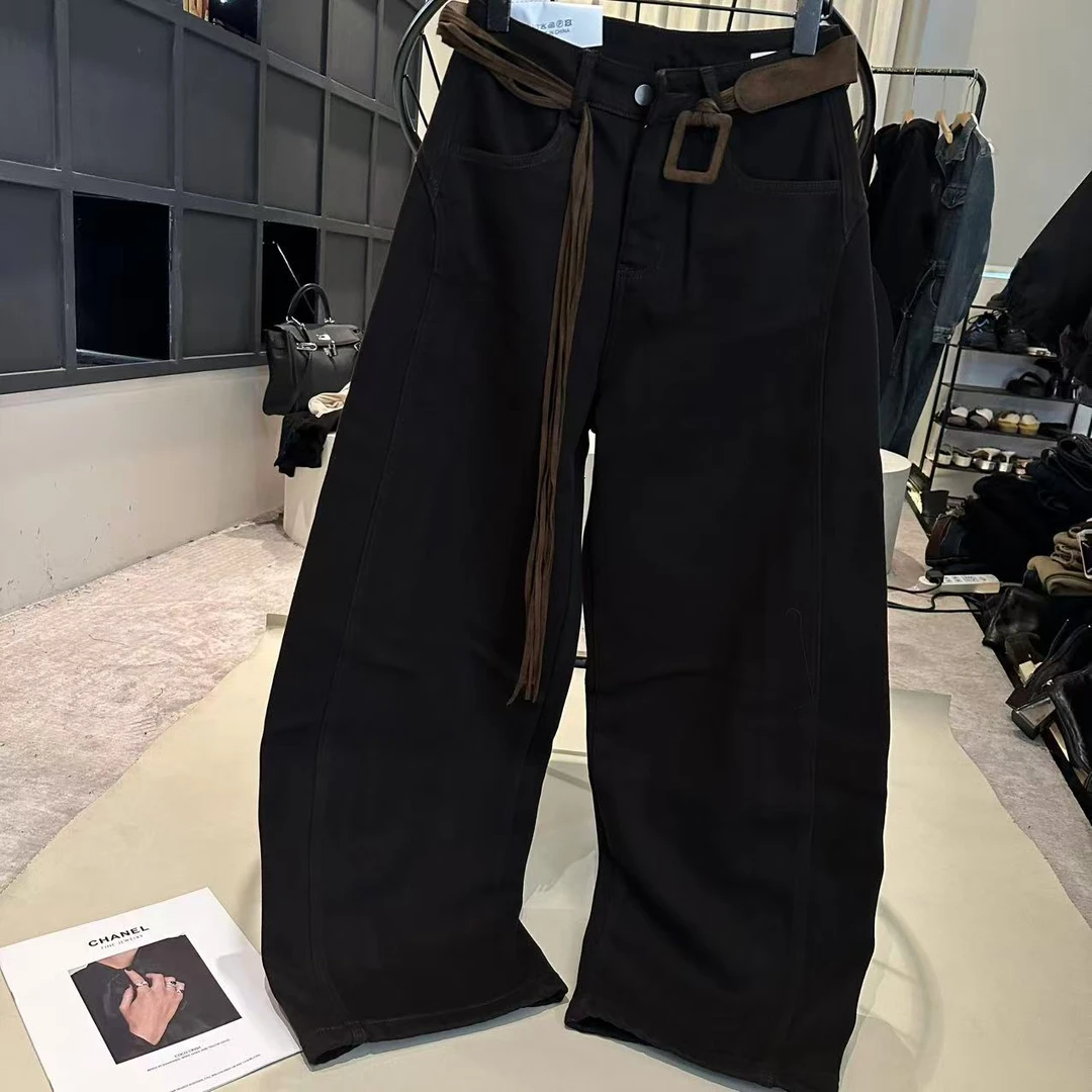 《姚家优麦汇》K7688冬款水洗加绒弯刀牛仔裤显瘦百搭新款裤子女