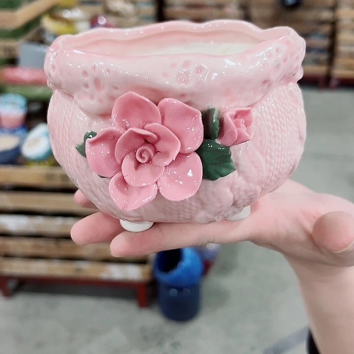 有孔.凑满10元发货多肉陶瓷花盆！