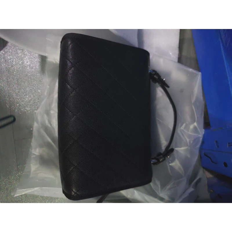 YUSHA/高档黑色鱼子酱银扣手提公文包-圈扣-9501