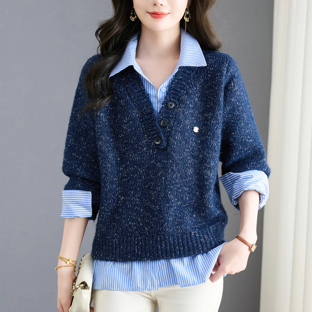 毛衣慵懒高级感加厚外穿连帽针织衫2025新款大码胖mm上衣显瘦遮肉