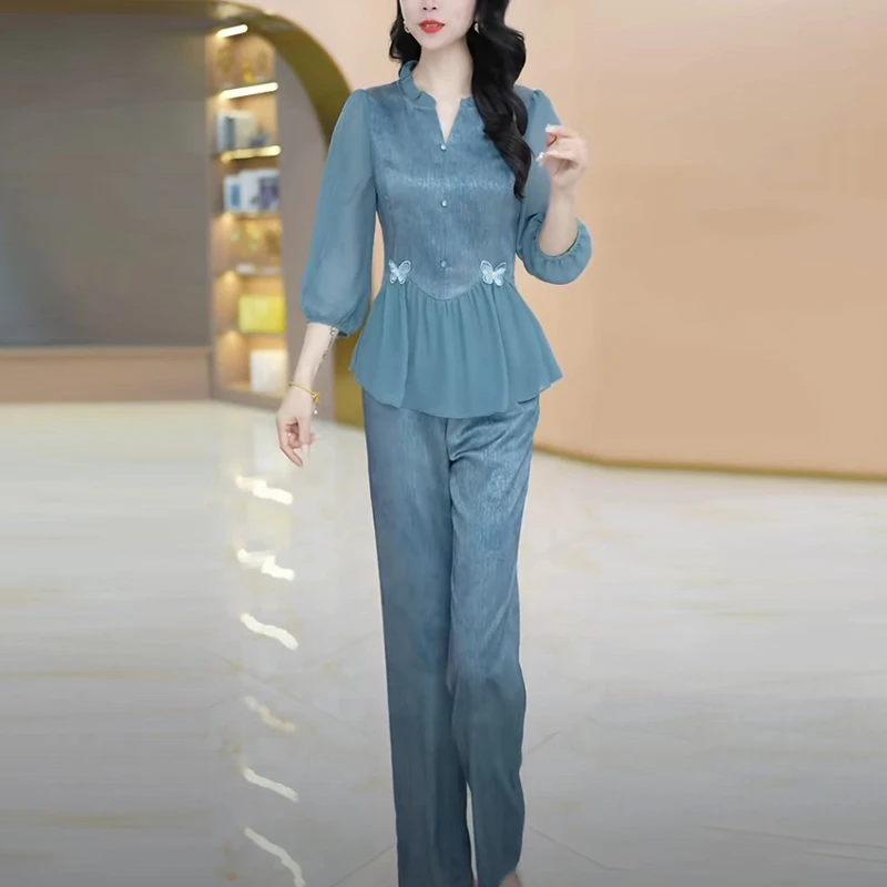 鎏金缎显瘦女装时尚套装女2025春夏季新款时尚气质百搭减龄两件套