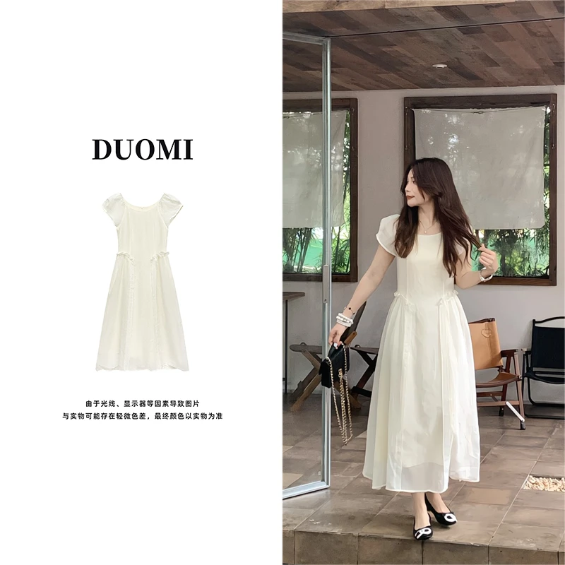 【DUOMI】夏季新款女装百搭时尚小众风格设计感衬衫上衣连衣裙D6970