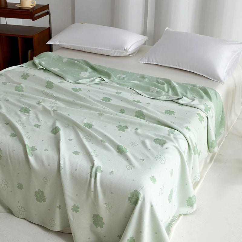 Aa类竹纤维冷感毯纱布毯毛巾被夏日多功能透气单双人薄款空调毯子